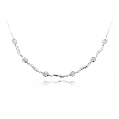 Minet Elegantný strieborný náhrdelník s bielými zirkónmi