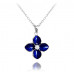 Modrý rozkvitnutý strieborný náhrdelník Minet Flowers so zirkónom