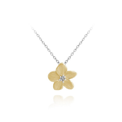 Rozkvitnutý pozlátený strieborný náhrdelník Minet Flowers
