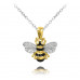 Minet pozlátený strieborný náhrdelník včielka s čiernými zirkónmi