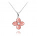 Ružový rozkvitnutý strieborný náhrdelník Minet Flowers so zirkónom