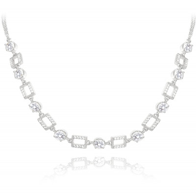 Strieborný náhrdelník cubes s bielymi zirkónmi, Minet JMAS0172SN42