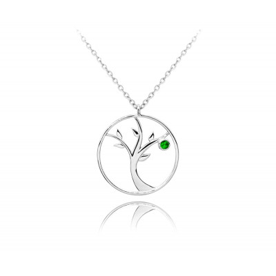 Strieborný náhrdelník Minet strom života so zelenými zirkónmi