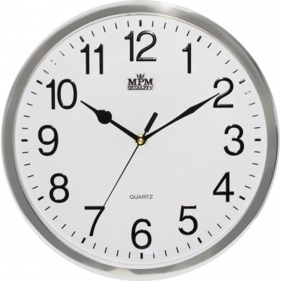 Nástenné hodiny MPM, 3169.71 - strieborná lesklá, 31cm