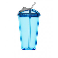 Pohár so slamkou SAGAFORM Fresh Smoothie Mug, 450ml, modrý
