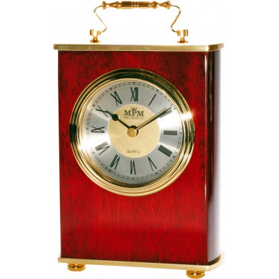 Stolové hodiny MPM, 2839.55, silver - gaštan, 18cm