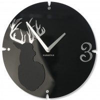Dizajnové nástenné hodiny Jeleň Flex z66d-1, 30 cm, čierne matné
