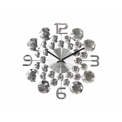 Nástenné hodiny LAVVU LCT1030 CRYSTAL Jewel, strieborné, 34 cm