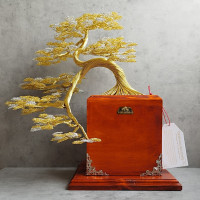 Drôtený bonsaj Luxury Collection L+ 35x40cm, strieborná/zlatá