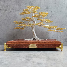 Drôtený bonsaj M- 20x24cm, strieborná/ zlatá 