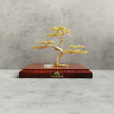 Drôtený bonsaj S- 15x15cm, strieborná/ zlatá