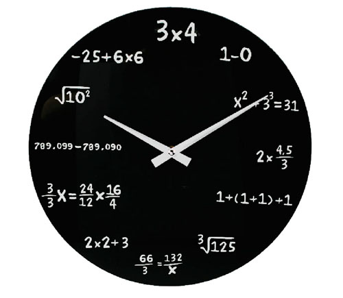 Nástenné hodiny pre matematikov sklenené 35cm 