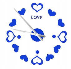 3D Nalepovacie hodiny DIY Clock Love, modré 80-130cm 