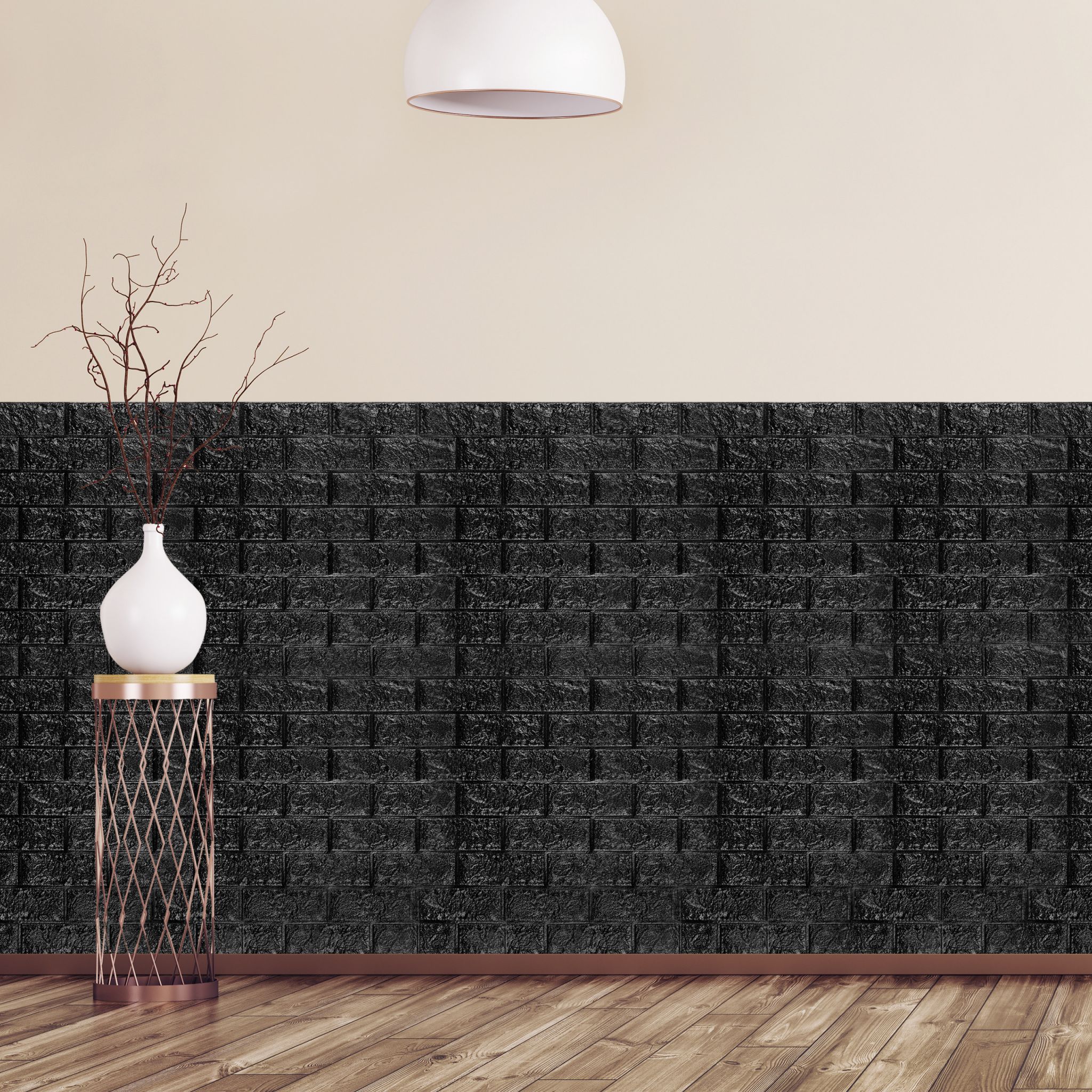 E-shop Samolepiace 3D panely s tehlovým vzhľadom RD26763, čierna 10ks